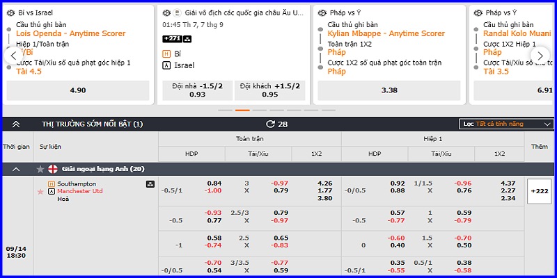 Bet88 thiết lập phong phú loại cược để người chơi thử sức